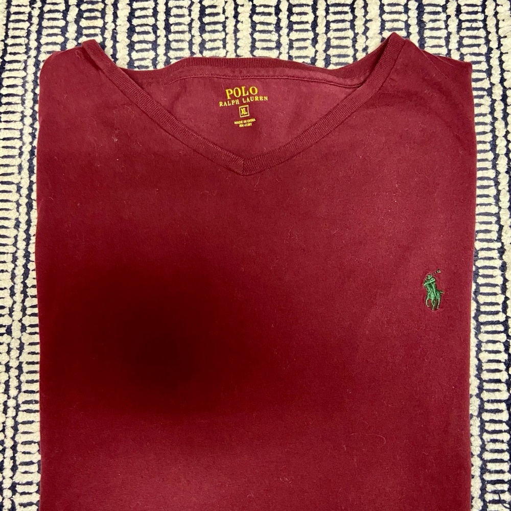 MOVING MAKE OFFER Long sleeve maroon polo v neck
